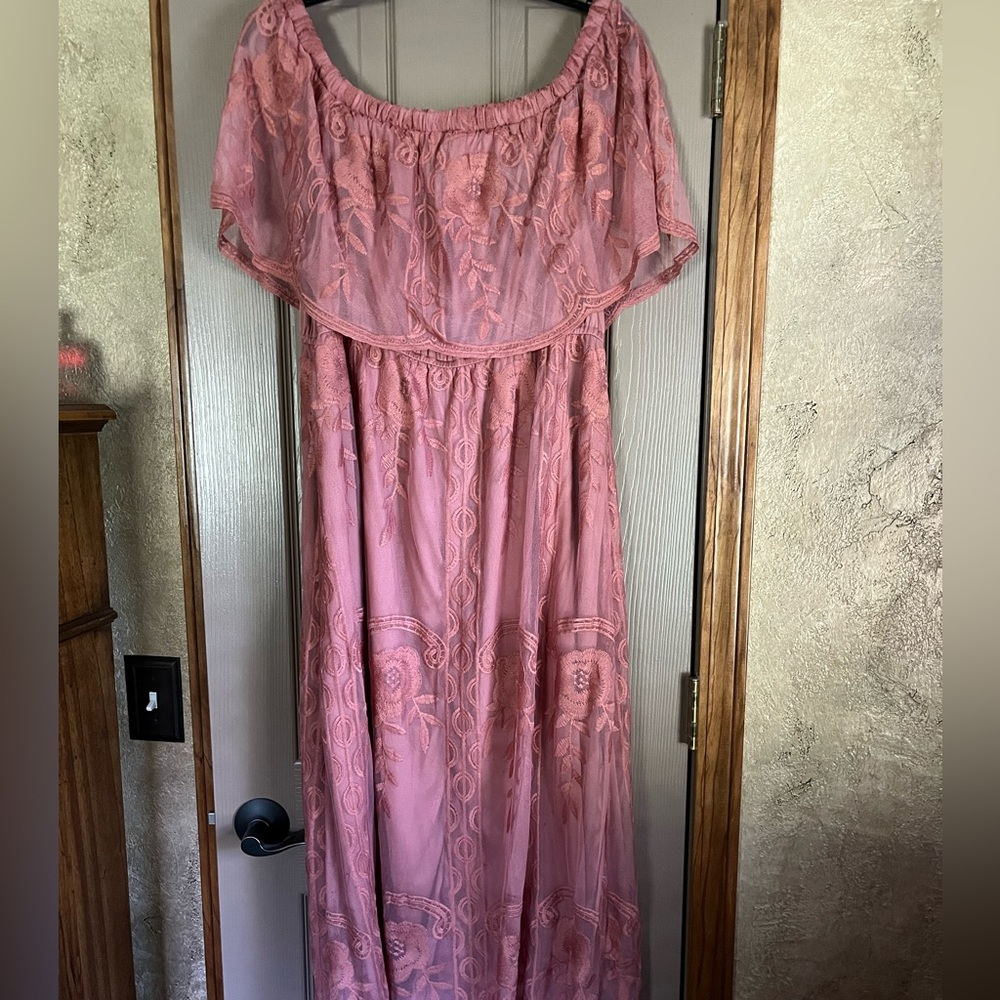 Off the shoulder maxi dress. Never worn. New without tags.